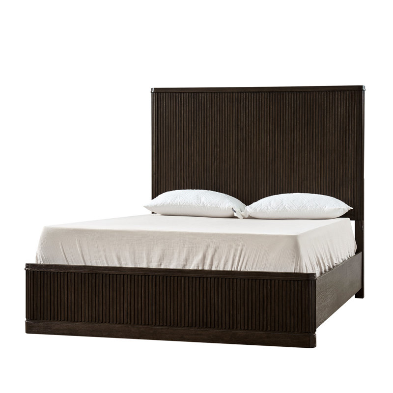 Graciana 60"H Modern Solid Wood Fluted Bed, King, Black