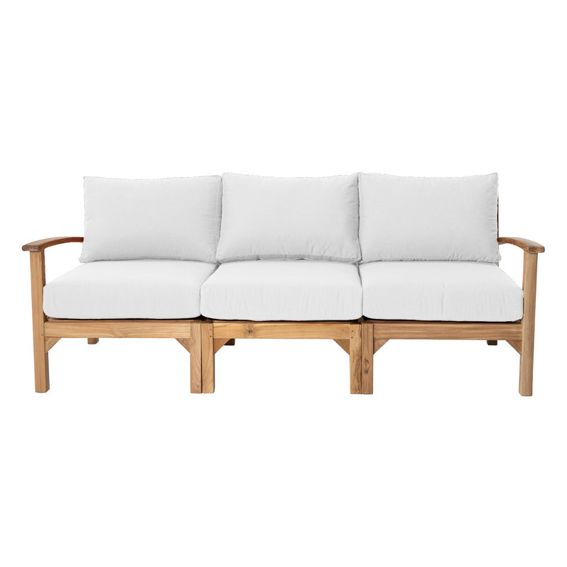 Huntington Teak Outdoor Sofa with Sunbrella Cushions, White Sunbrella®