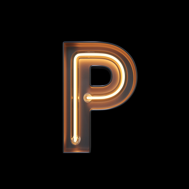 Neon Light Alphabet P With Clipping Path by Sarawuth702 - Wrapped Canvas Print, 76cm H x 76cm W
