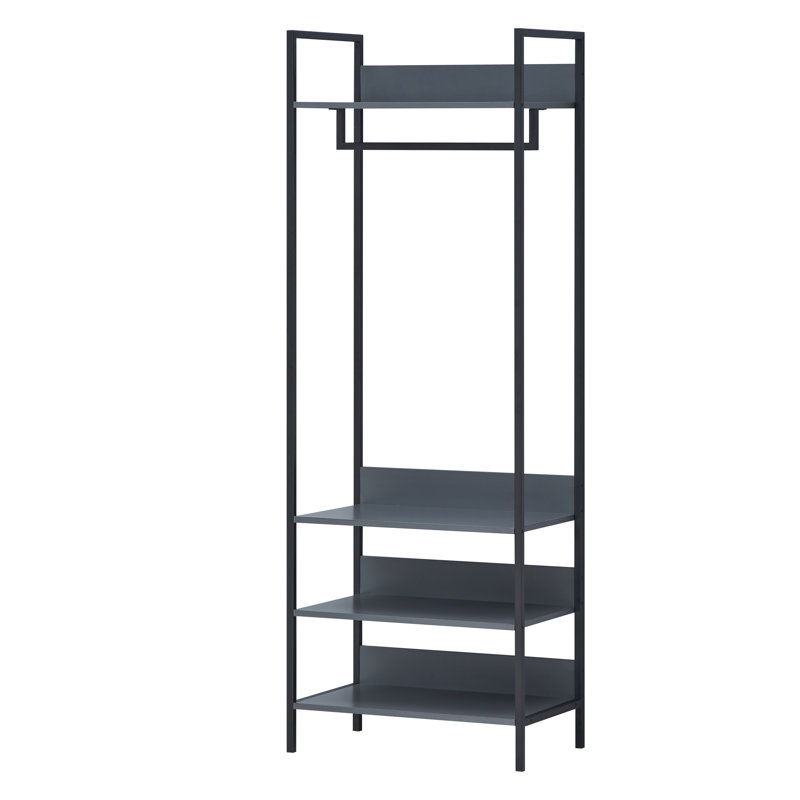 Zaira Manufactured Wood Wardrobe, 180 cm H x 63.8 cm W x 40 cm D, Dark Grey