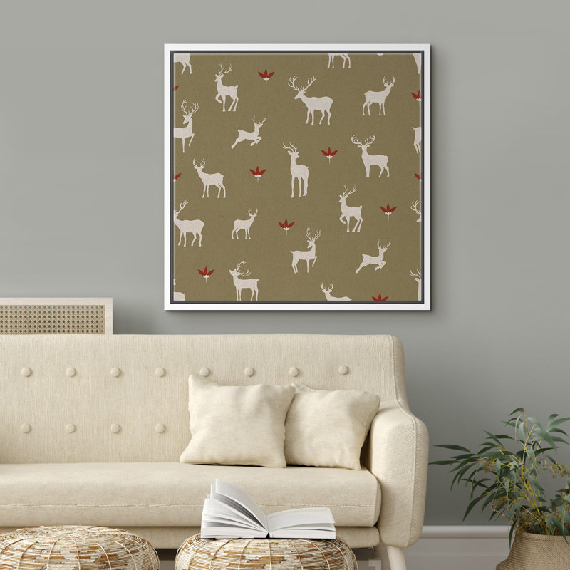 «Abstract Deer Animals», reproduction d'art sur toile encadrée, Blanc, H 16 po x l 16 po