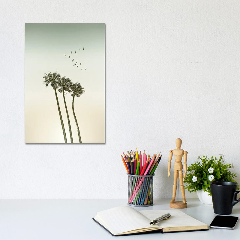 Palm Trees & Sunset | Vintage by Melanie Viola - Wrapped Canvas Print, 20.32 cm H x 30.48 cm W