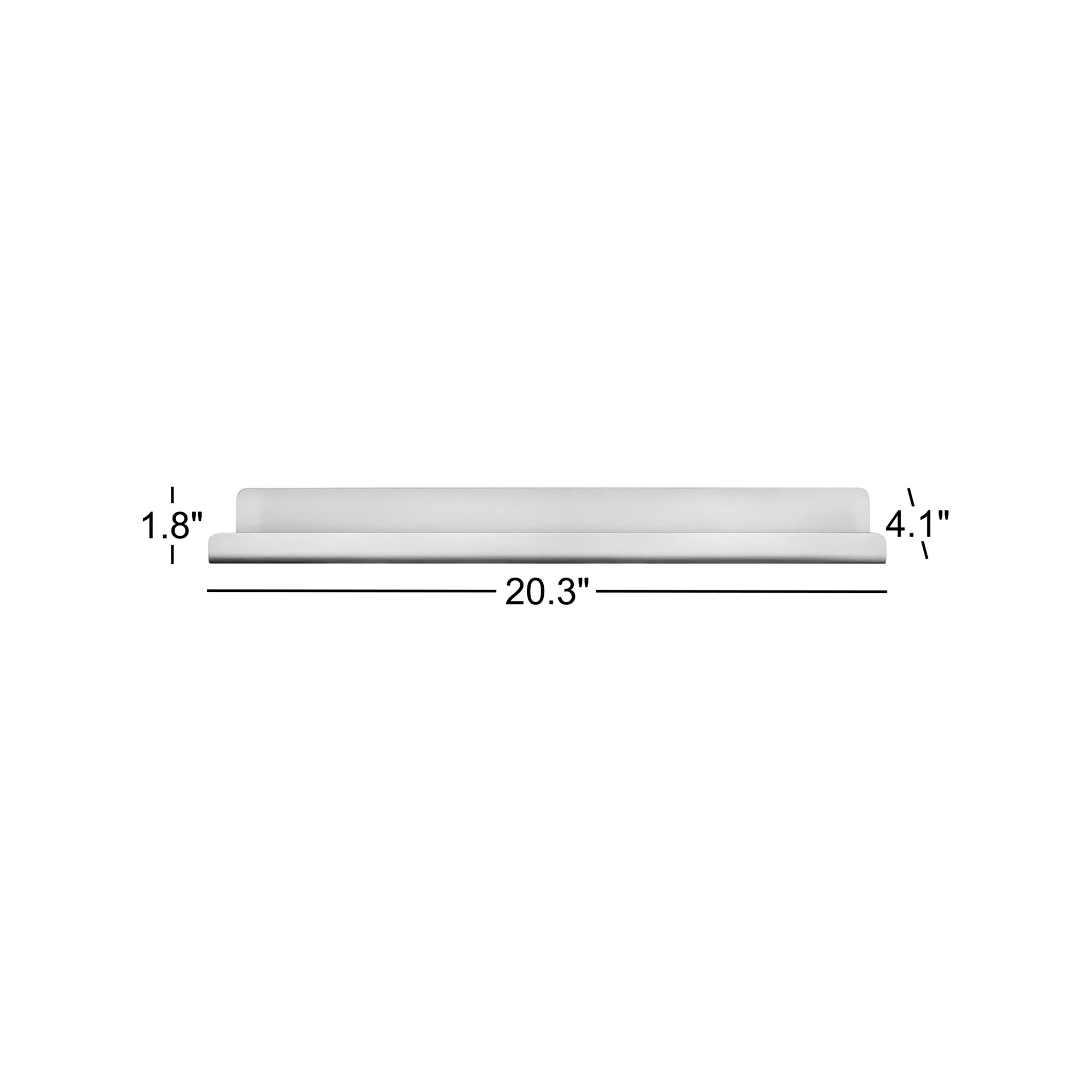 MODO Metal Floating Shelf, Stainless Steel Matt, 1.8" H x 20.3" W x 4.1" D