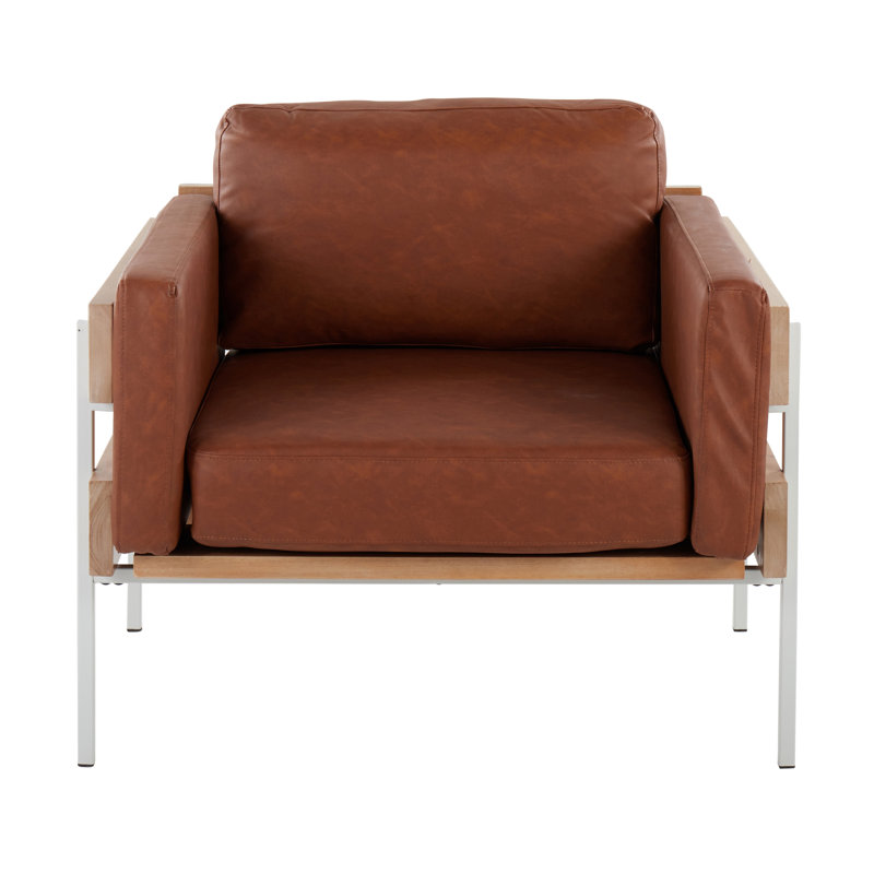 Fauteuil Annelen, Similicuir brun clair, Taupe, Naturel