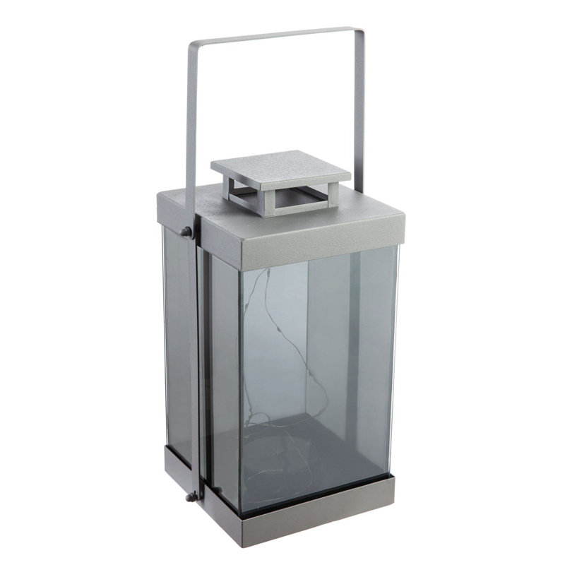 11.42 " Battery Powered Integrated LED Square / Rectangular Lantern, Gray
