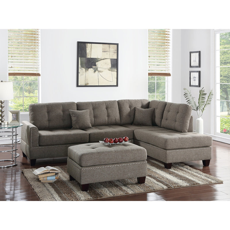 Canapé modulaire réversible 3 pièces Modern, Tissu café