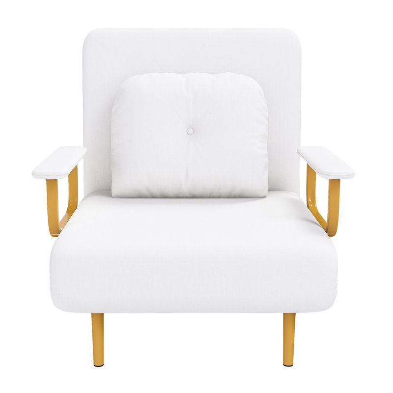 Lit pliant blanc 31, 5 réglages, coussin ergonomique, fonction Smart Space, lit à cadre en fer de qualité industrielle avec canapé-lit et canapé-lit ajustables pour le salon, la chambre à coucher et le bureau, blanc, matériau en gazon,