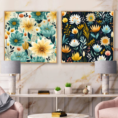 Mindfulness Sanctuary Mediation - Abstract Botanicals Square Collage Set Of 2