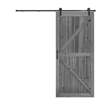 86'' Solid Wood Unfinished without Installation Hardware Kit Barn Door