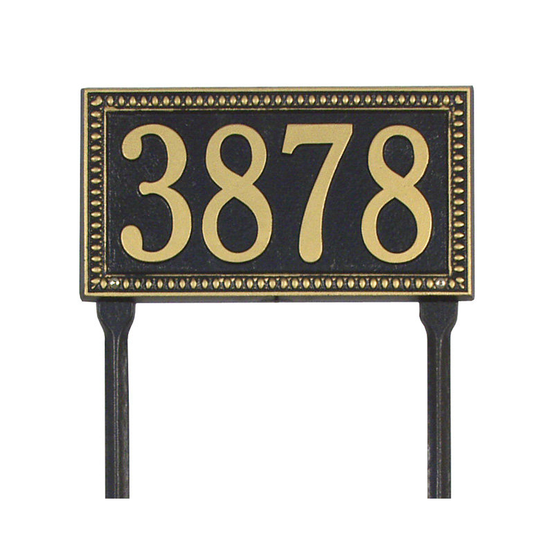 Egg and Dart 1-Line Lawn Address Sign, Yes, Antique Copper