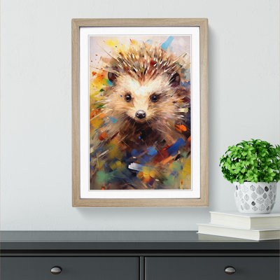 Hedgehog Gestural Art - Framed Print