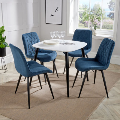 Aspen 5-Piece Casual Dining Set - Square Dining Table & Four Upholstered Diamond Fabric Chairs