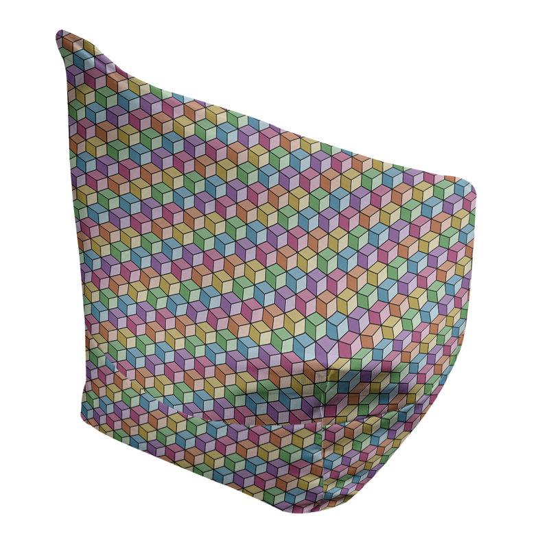 Sac de pois Kitterman, Housse de pouf, H 38 po x L 42 po x P 29 po, Bleu clair / mauve clair / vert mer foncé