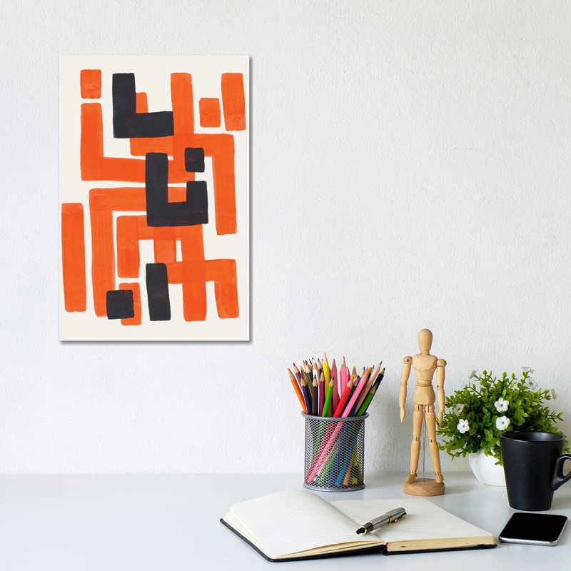 Orange Aztec by EnShape - Wrapped Canvas Print, 20.32 cm H x 30.48 cm W