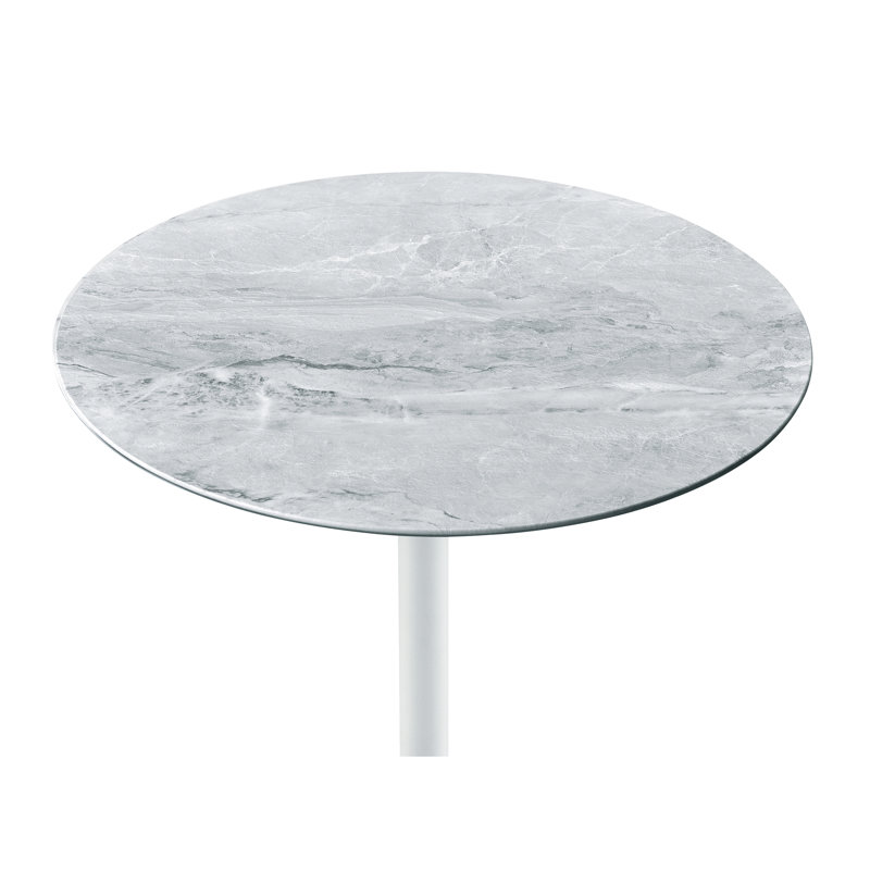 15.5" Orbit End Table With Height Adjustable Gray Marble Textured Lid Top - Modern Style Desk Surface Look