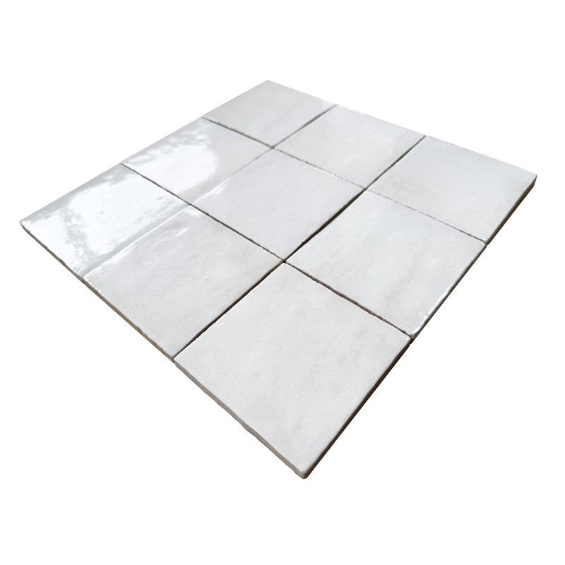 Carrelage mural en céramique aspect zellige 4 po x 4 po Zelij, Blanc