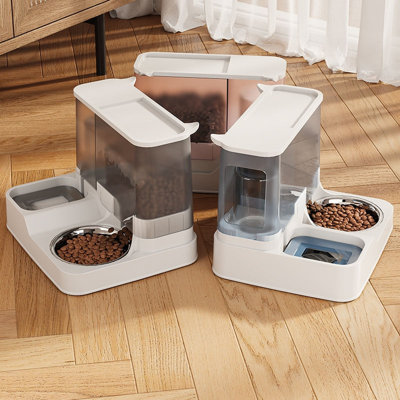 Portable 2-In-1 Plastic Automatic Pet Feeder Large Capacity Food Water Dispenser Bowl For Dogs Cats