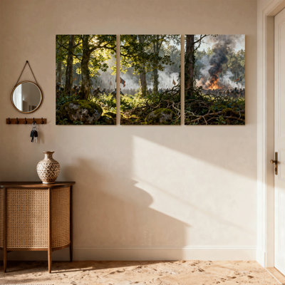 Ensemble de 3 reproductions d'art sur toile Mid-Century