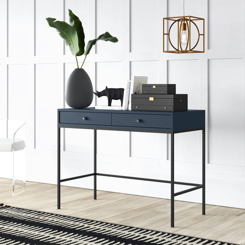 Longino Metal Base Writing Desk, Navy Blue
