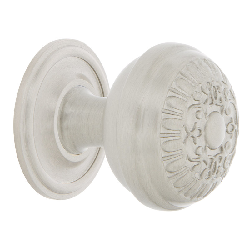 Egg and Dart 1 3/8" Diameter Round Knob, Satin Nickel