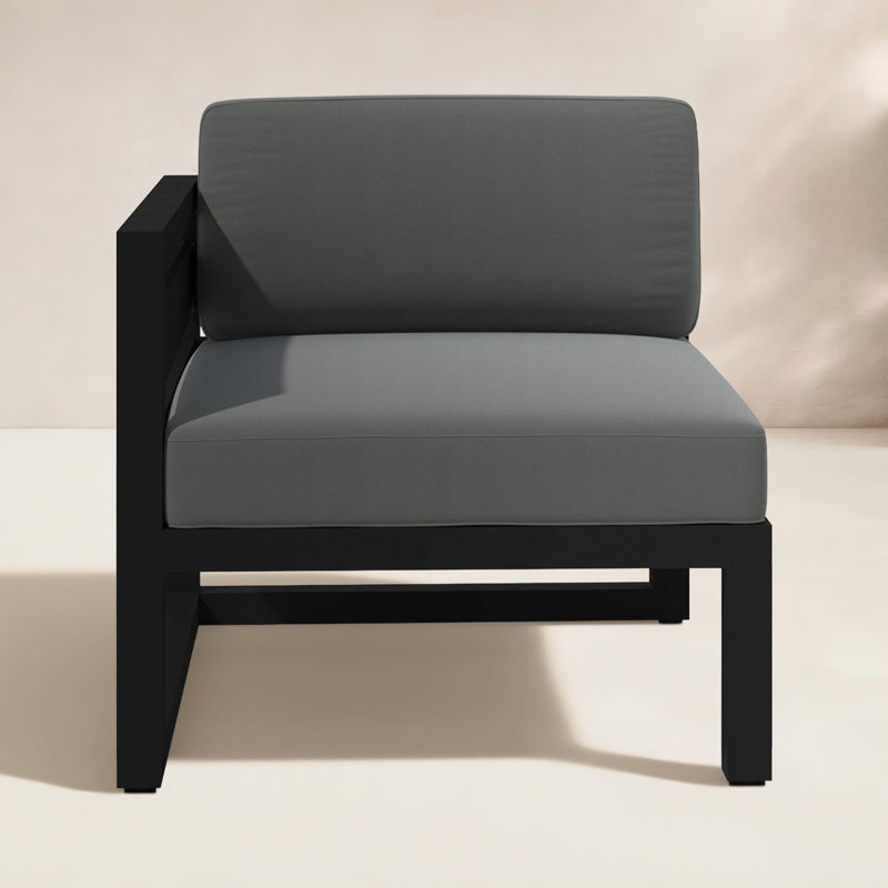 Avion Outdoor One Arm Lounge Chair, Canvas Charcoal Sunbrella® Canvas, Black