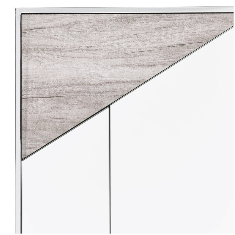 Paull Modern and Contemporary 2 Piece Mirror Set in Natural Oak and Chrome