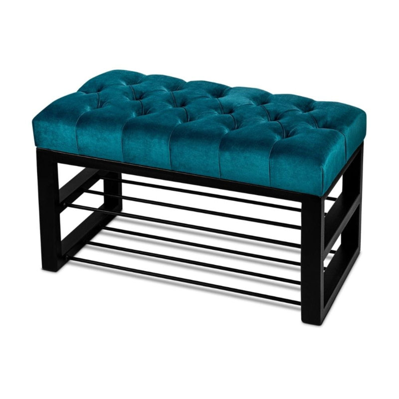 Avaeah Upholstered Storage Bench, Blue/Black, H45 x W80 x D35cm