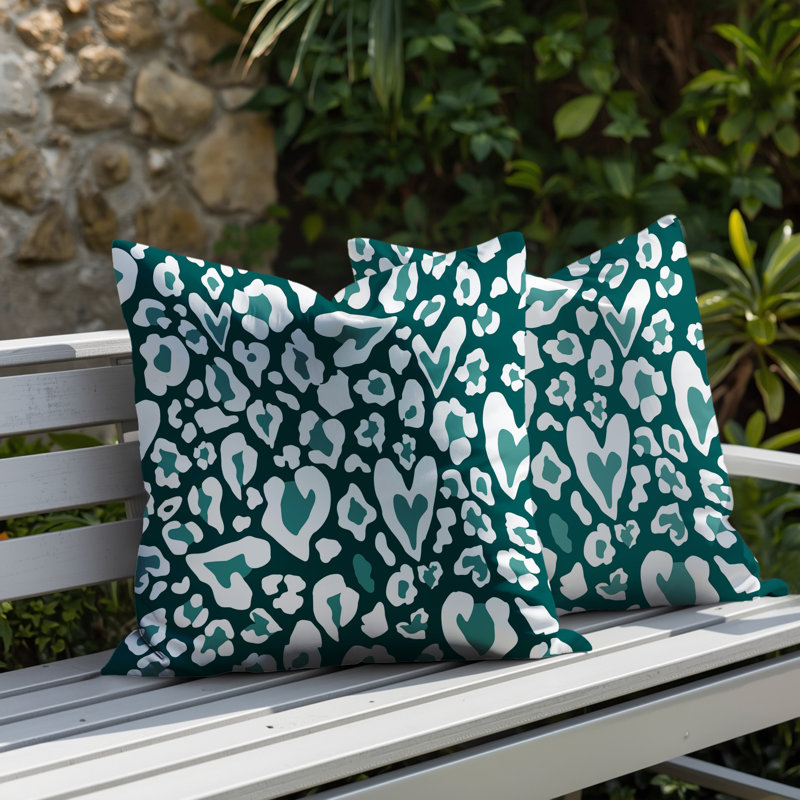 Oreiller réversible intérieur / extérieur à imprimé zébré Bobbi, 16x16, Teal