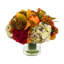 Assorted Hydrangeas and Fall Florals in Glass Vase