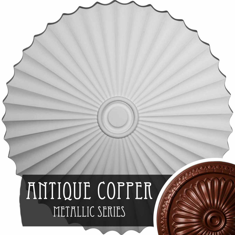 Médaillon de plafond Endurathane Shakuras, diamètre extérieur 47 5/8 po x P 2 po (pour auvents jusqu'à 6 1/2 po), finition cuivre antique peinte à la main
