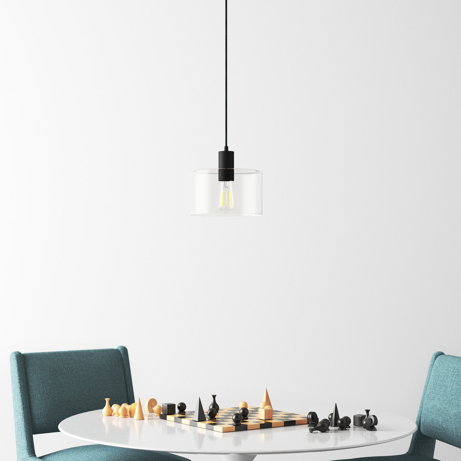 Henri Single Light Glass Dimmable Pendant, Blackened Bronze, Clear