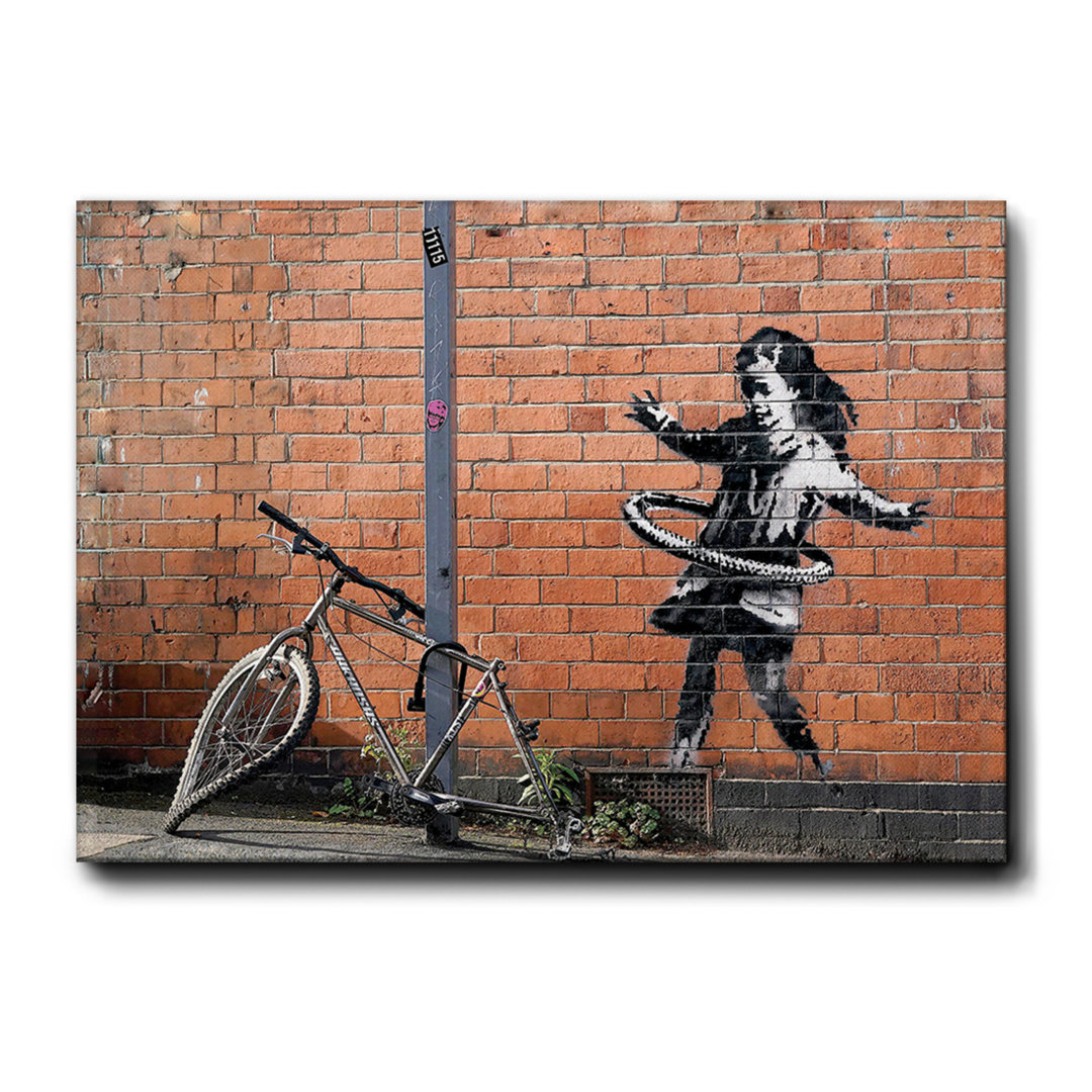 Leinwandbild Bambina Bicicletta Hula Hoop von Banksy