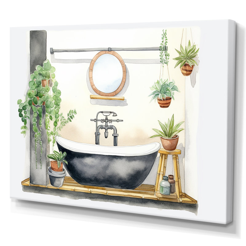 «Natural Bathroom Decor I», reproduction sur toile, Toile tendue, H 34 po x l 44 po x P 1,5 po