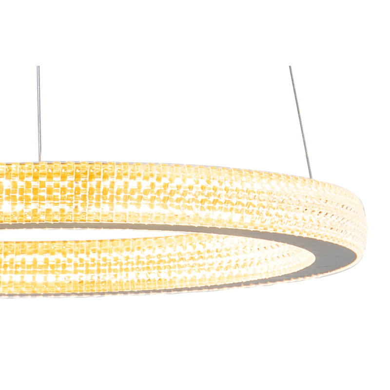 Lustre 1 lumière DEL or sable avec diffuseur en acrylique transparent, H 1,97 po x l 25,59 po x P 25,59 po