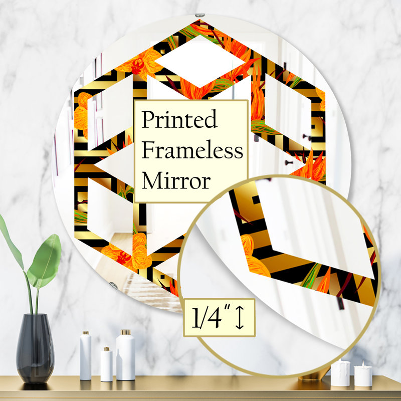 Miroir mural Glam, H 23,6 po x l 23,6 po, Étoile hexagonale motif de luxe III