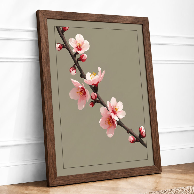 Spring Branch in Bloom Botanical - Framed Print, Walnut, A3 - 42.0 x 29.7 cm