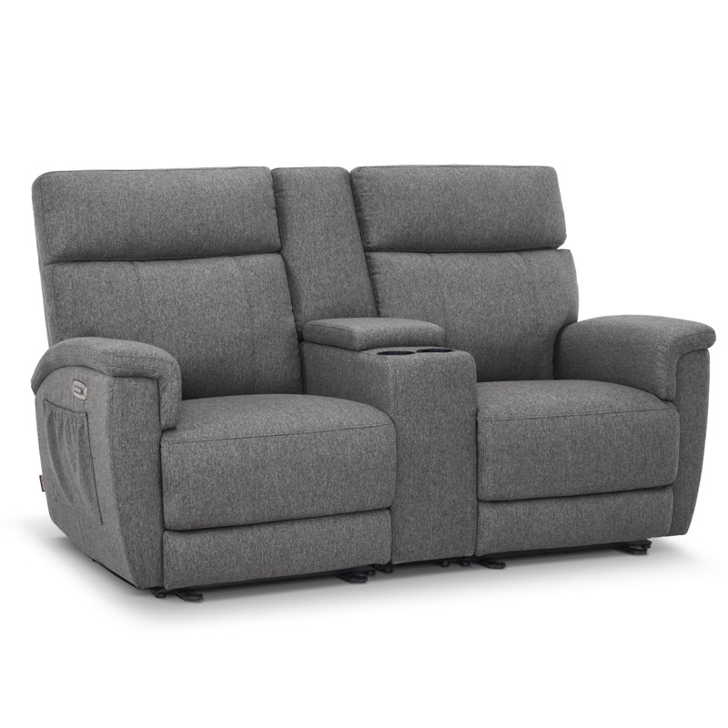 70.8" Power Recliner Loveseat Sofa with Console, Vibration, Dual Heating and Adjustable Headrest, Fabric, Dark Gray