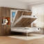 Grand lit escamotable avec 2 armoires de rangement, lit mural peu encombrant pour salle polyvalente-1033269975