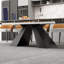 Grande table de salle à manger extensible moderne 78,74 "à 110,24" en pierre frittée moderne avec base en acier au carbone noir-1737393814