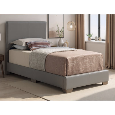 Antwerp Light Grey Faux Leather Twin Bed