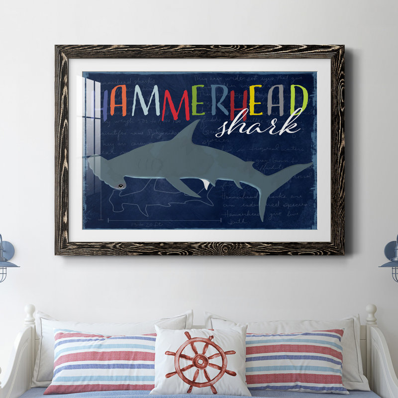 " Hammerhead Shark ", 31.5" H x 23.5" W x 1.5" D, Black Framed Paper