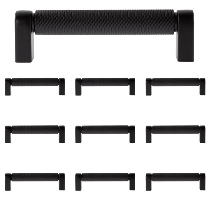 Ensemble de poignées noires matte de 4 po Kent Knurled, Noir mat, 4"