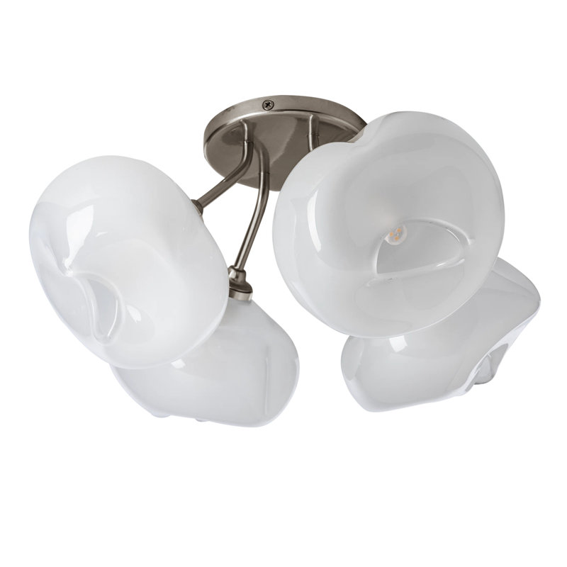 Ume Frosted Glass 4-Light Semi Flush Mount, Dark Smoke