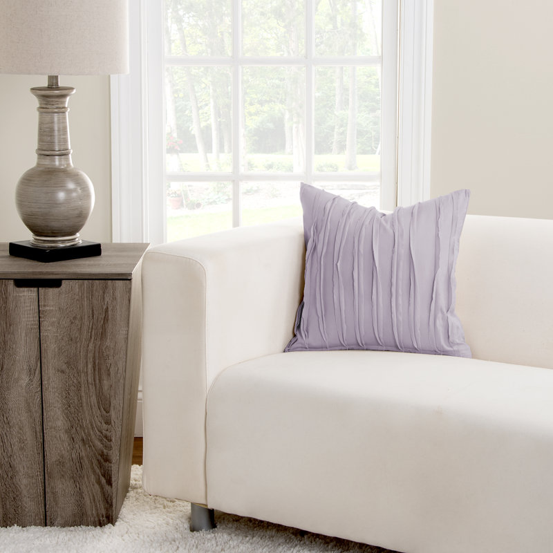 Tattered Ruffled Cotton Throw Pillow, 16" x 16", Lavender