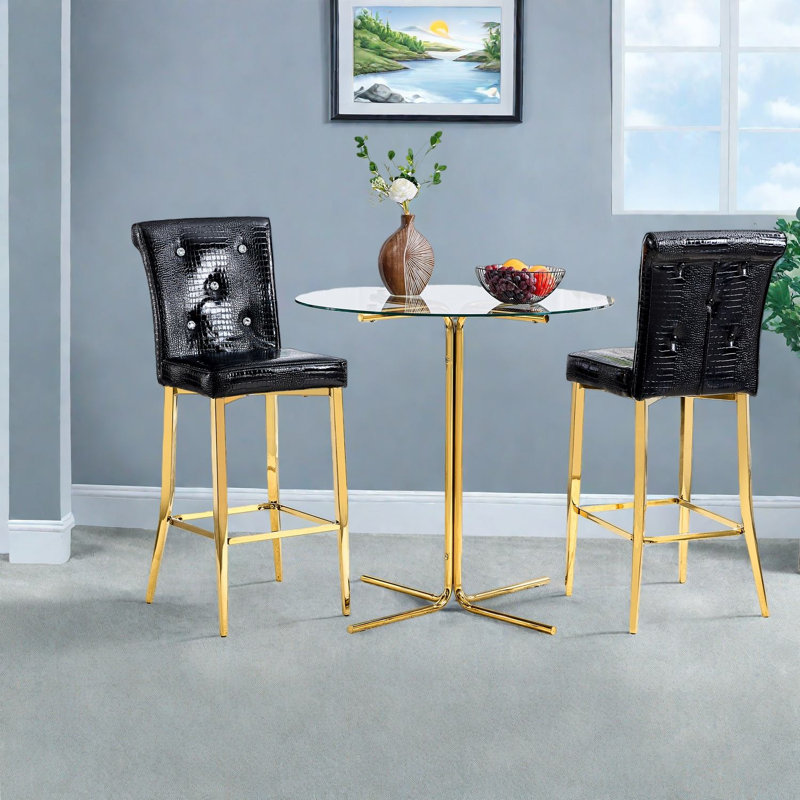 Ensemble de table de salle à manger moderne (doit inclure la table et la chaise), ensemble de bar en verre et en métal pour petite cuisine