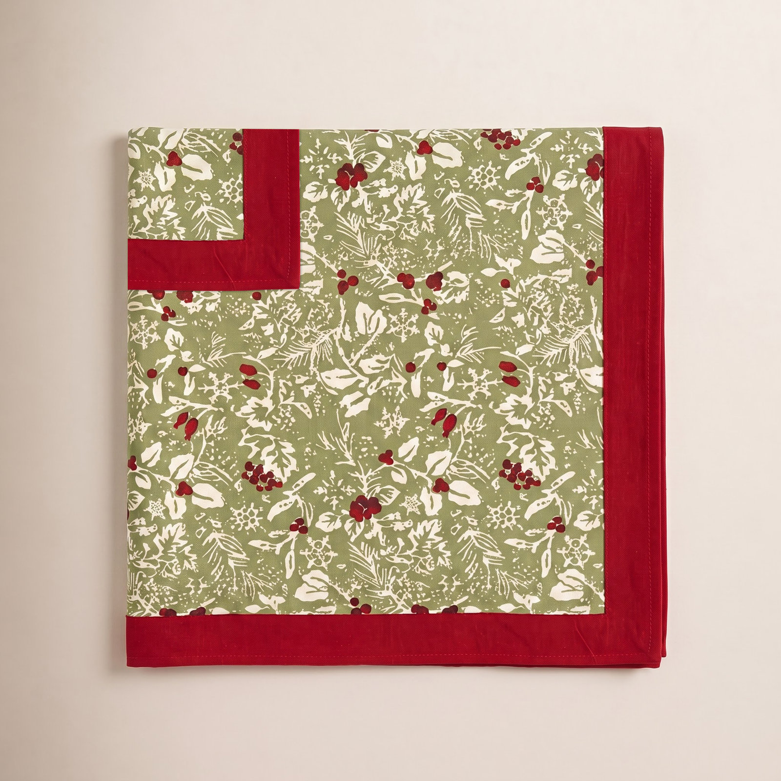 Liljan Floral Christmas Tablecloth, 71" Square