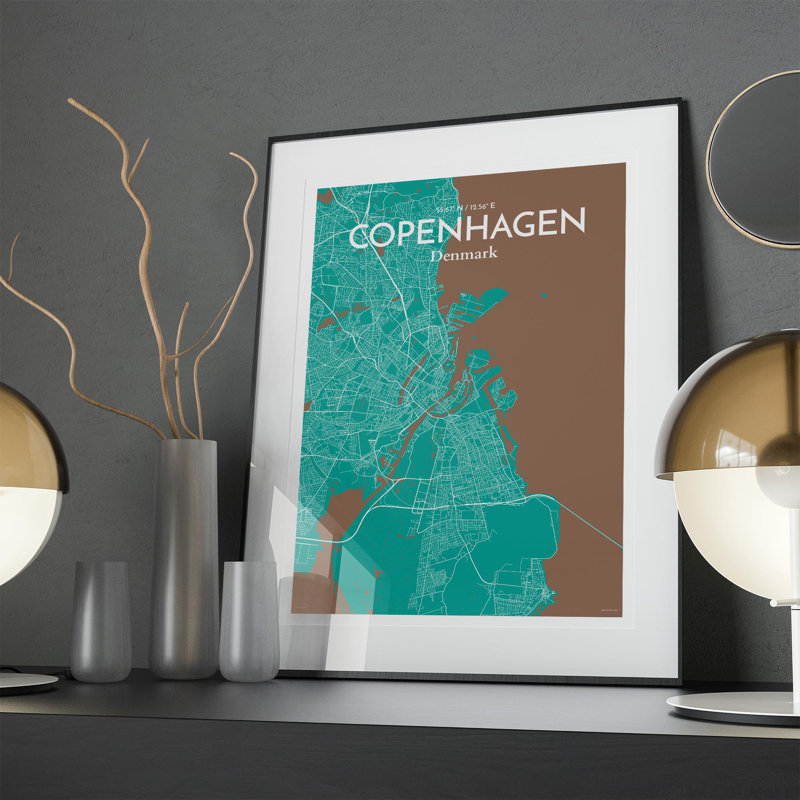 Copenhagen City Map In Nature - No Frame Print, 27.6cm H x 19.7cm W x 0.05cm D