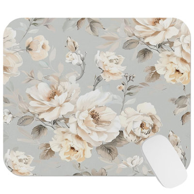 Floral Delicate Flower Pattern VIII Flowers Cottage Gaming Cute Office Laptop Desk Pad Gift Mat Square Rectangle Non-Slip Mousepad