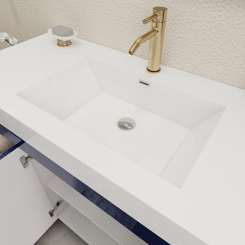 48'' Single Bathroom Vanity with Acrylic Top, Night Blue