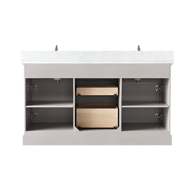 Thompson 60" W Double Vanity, Taupe/Brushed Nickel